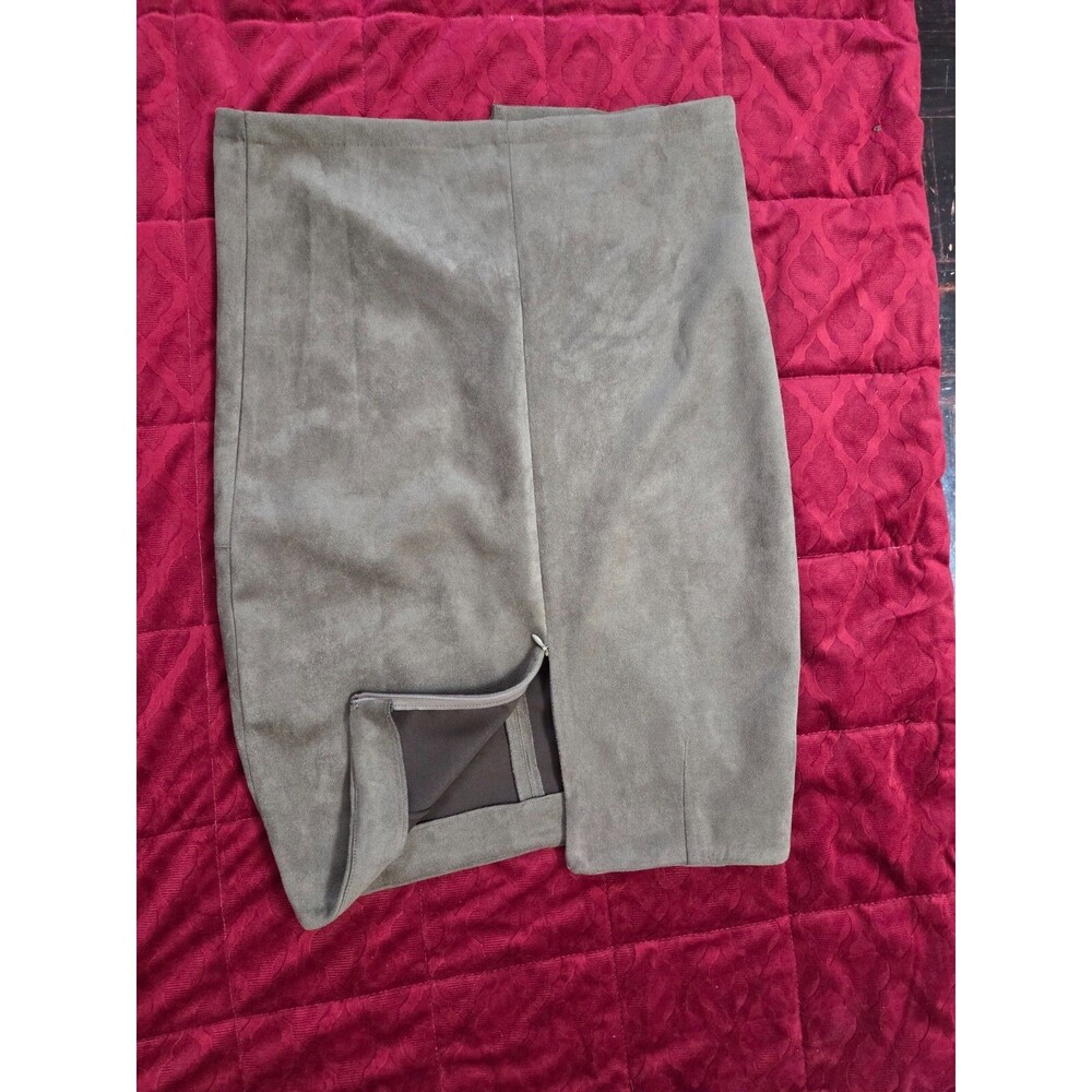 Total Allure Olive Green Suede Pencil Skirt for Women Size Medium